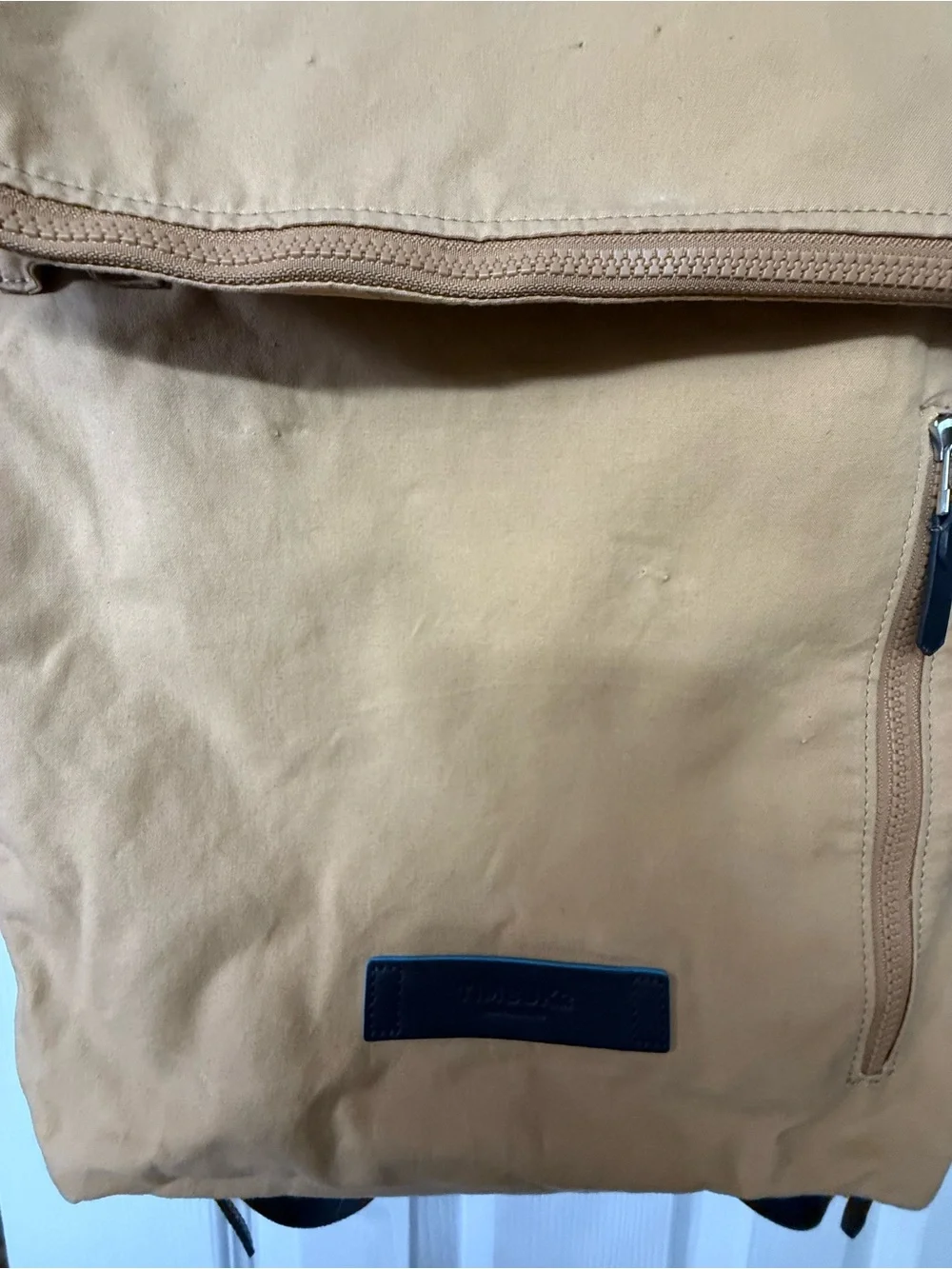 Timbuk2 Mustard Canvas Fold-Top Backpack with Black Straps